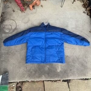 Starter Mens 2XL Puffer Jacket Blue Colorblock Full Zip Down Fill STM1138XNN